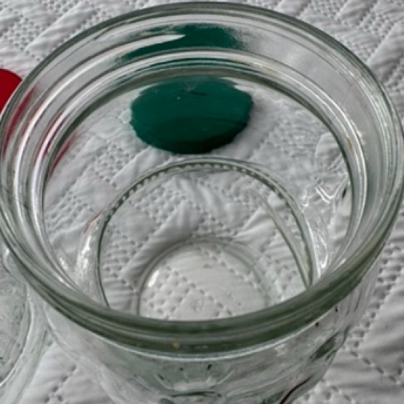 Kraft Glass Bear Peanut Butter 1980s Vintage Jars Red and Green Lids Piggy Bank - Picture 2 of 10